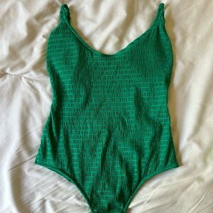 Green one piece body bathing suit